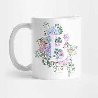 botanical monogram alphabet B hydrangea flowers Mug